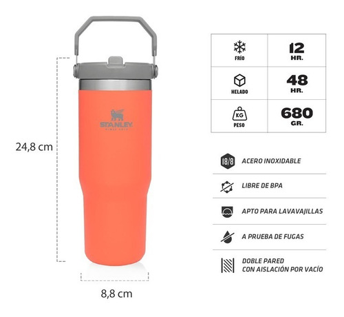 Imagen 2 de 4 de Botella Stanley Flip Straw Tumbler 887ml Acero Inoxidable