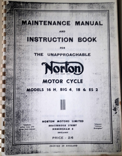 Norton 16 H, Big 4 18 & Es2 Manual Instruc. Y Mantenimiento 