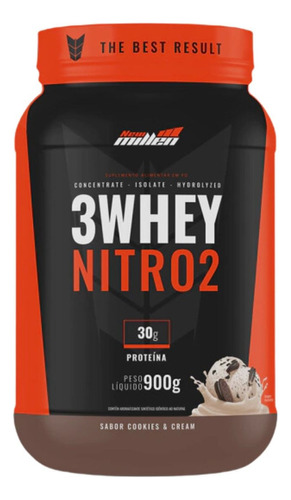 Whey Protein 3w Nitro2 900g Isolado Concentrado New Millen Sabor Cookies And Cream