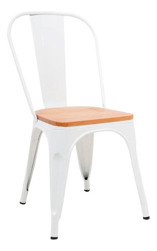 Silla Tolix Metálica Vintage Asiento En Madera Super Oferta