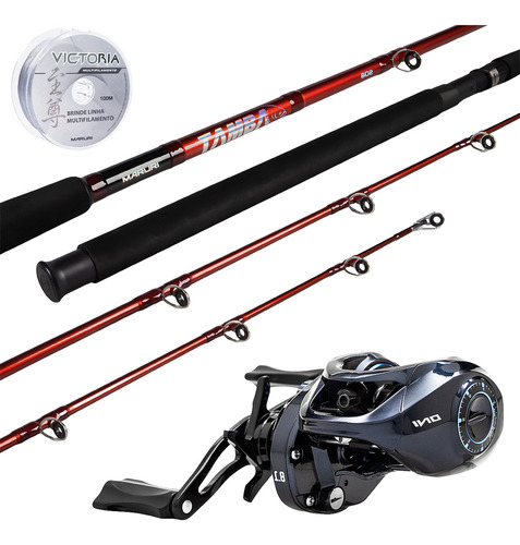 Kit Vara 2,4m+ Carretilha Oni 8.1:1 6kg Esquerd + Linha Mult