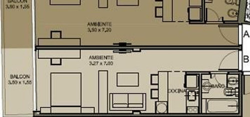 Imagen 2 de 2 de Mono Ambiente Apto A Estrenar, Piso Alto