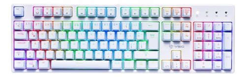 Teclado gamer VSG Alnilam QWERTY Kailh Brown español latinoamérica color blanco con luz RGB