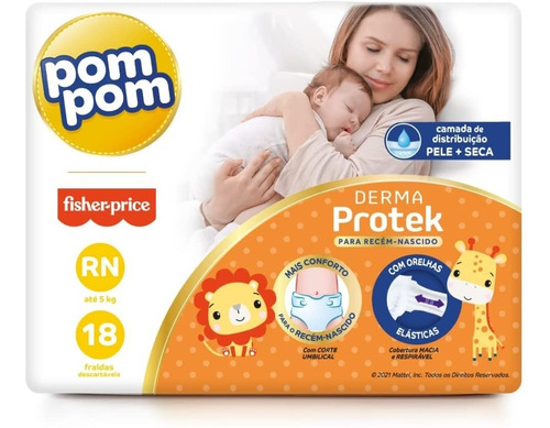 Fraldas Pom Pom Protek Proteção de Mãe Recém-Nascido RN