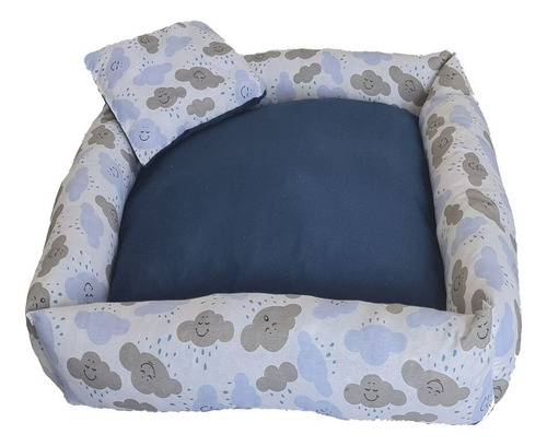 Cama Pet Média Top Simples 50x50x15 Cm + 1 Almofada 25x30 Cm Cor Nuvem