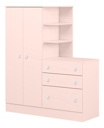 Guarda Roupa Conjugado Com Cômoda Infantil Para Quarto Rosa