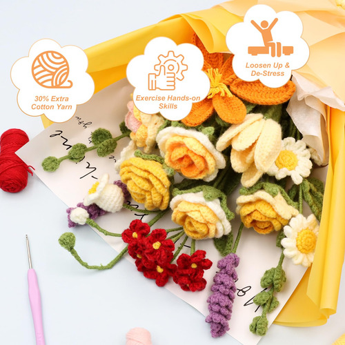 Kit De Ramo De Flores De Crochet Kit De Flores De Crochet Pa