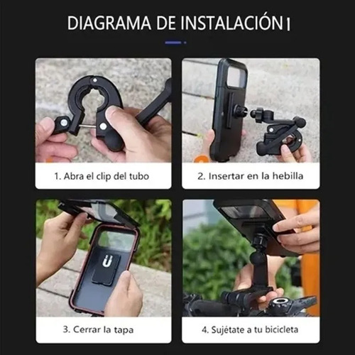 Imagen 7 de 10 de Soporte Holder Bolso Porta Celular Moto Impermeable Magnetic