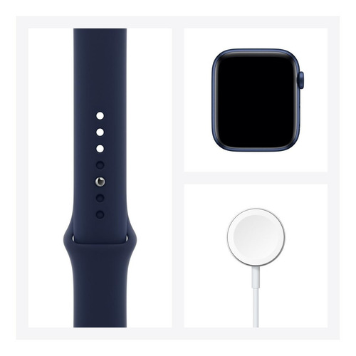 Imagen 7 de 8 de Apple Watch Series 6 (GPS) - Caja de aluminio azul de 44 mm - Correa deportiva azul marino intenso
