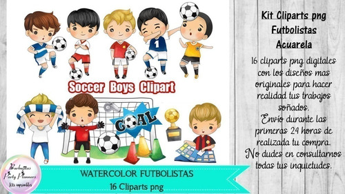 Cliparts Futbolistas Acuarela  Kit Imprimibles