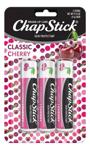 Balsamo Labial Chapstick Cereza Classic Cherry X 3 Uds