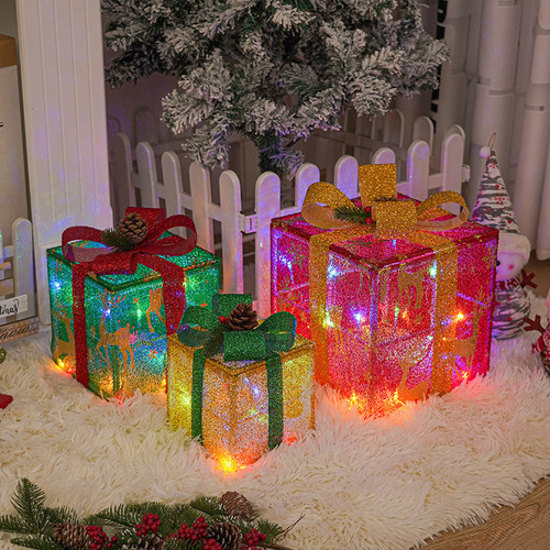 Decoración De Navidad Led Caja De Regalo Juego De 3 Navidad