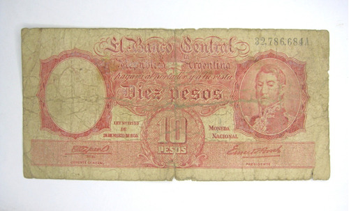 Argentina 10 $ M/nacional Serie A San Martin   Bottero 1930