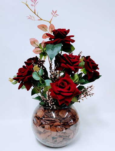 Arranjo De Flores Artificiais Vaso Decoração Rosas Vermelhas | Parcelamento  sem juros