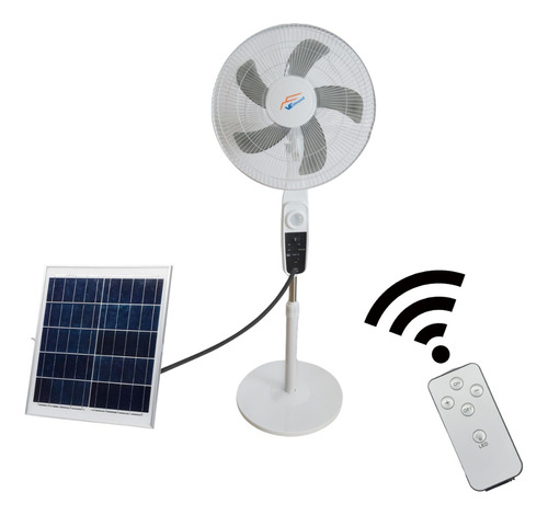 Ventilador Solar Recargable Con Luz Led Y Control Remoto