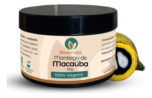 Manteiga De Macaúba 100% Natural 60g- Nutrição Cabelo & Pele