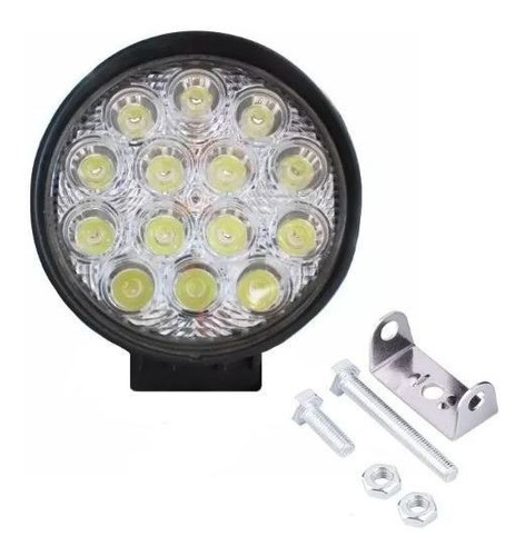 Faro Led Redondo Auxiliar 14 Led 42w 4x4 Agro Off Road