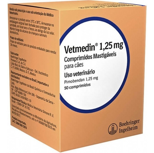 Vetmedin 1,25 Mg Com 50 Comprimidos