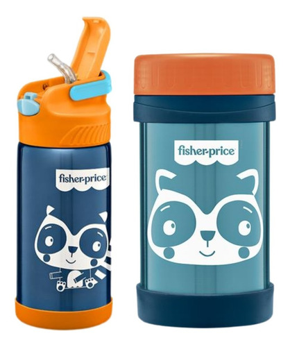 Imagem 1 de 7 de Garrafinha Infantil De Inox Canudo Silicone + Pote Térmico