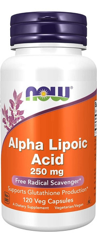 Ácido Alfa Lipoico 250mg Now Foods 120 Cap. Veg.