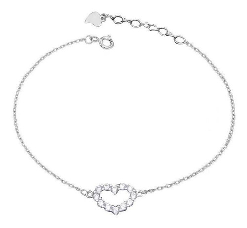 Nueva Pulsera De Mujer Plata 925 Con Dije Corazón X Local !