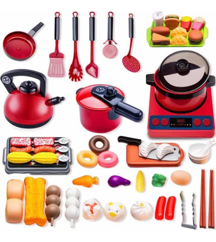 Set De Cocina De Juguete Niños 61 Pza Estufa Ollas Y Más