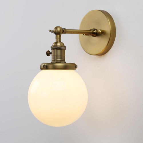 Aplique De Pared Industrial Con Globo Blanco Lámpara De Baño