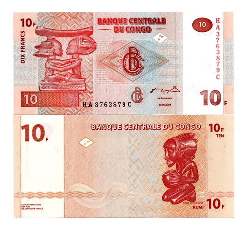 Imagen 1 de 1 de Congo 10 Francos Año 2003 Unc Numismatic Collection