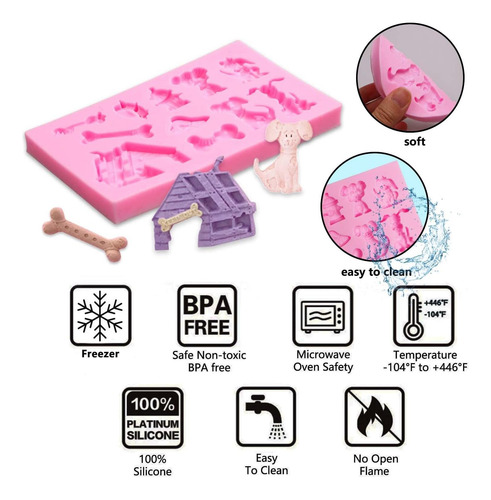Moldes De Fondant De Animales, Huesos De Perros Paw Silicona