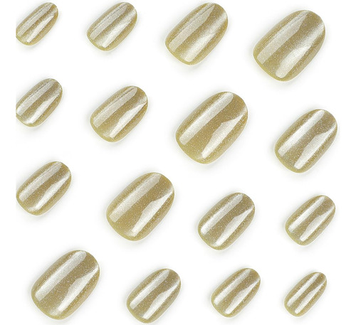 Juego De 24 Uñas Postizas A Presión Con Purpurina De Ojo De