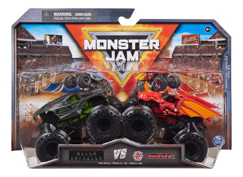 Monster Jam, camiones monstruo de metal Alien Invasion vs. Bakugan Dragonoid oficiales, escala 1:64, juguetes para niños a partir de 3 años