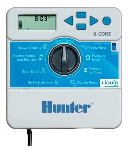 Programador Controlador Riego Hunter Xcore 2 Estaciones Zona Color Gris