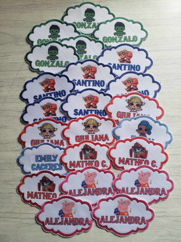 Kuromi Parche Bordado Personalizado Nombre Delantal Jardín Blanco Bordado