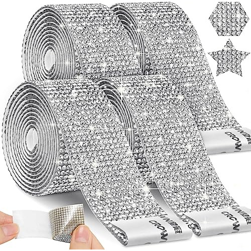 4 Rollos De Tiras Autoadhesivas De Diamantes De Imitación, 