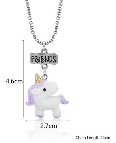 Imagen 5 de 5 de Set 3 Collares Unicornios Best Friends Forever Amigos