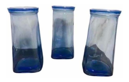 Envases Potes De Vidrio Azul Con Tapa Hermética Para Cocina