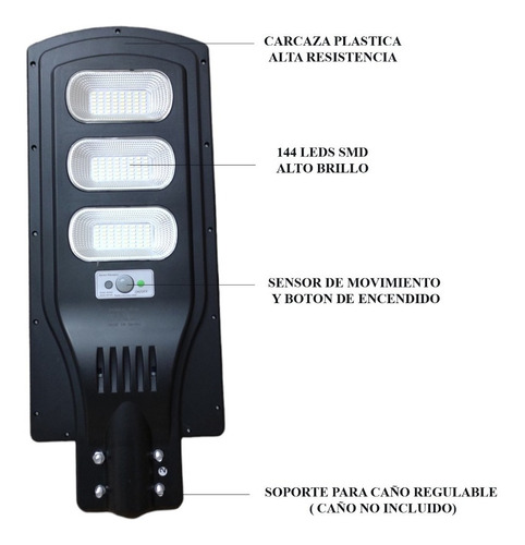 Imagen 6 de 10 de Reflector Solar Luminaria Calle Potente Luz Led 90w Sensor