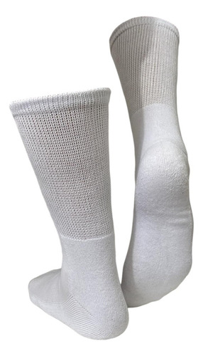 Media Algodon Para Diabético Pack X3- Calidad Y Cuidado Blanco/azul/gris Algodón 40-45