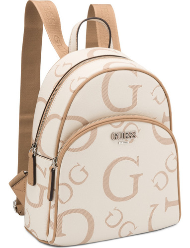 Mochila Guess Factory Cc961730-kha Acabado de los herrajes Níquel Color Beige Correa de hombro Beige Diseño de la tela Lisa