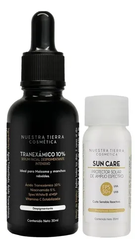 Ácido Tranexámico 10% manchas rebeldes paño melasma para todo tipo de piel Nuestra Tierra Cosmetica