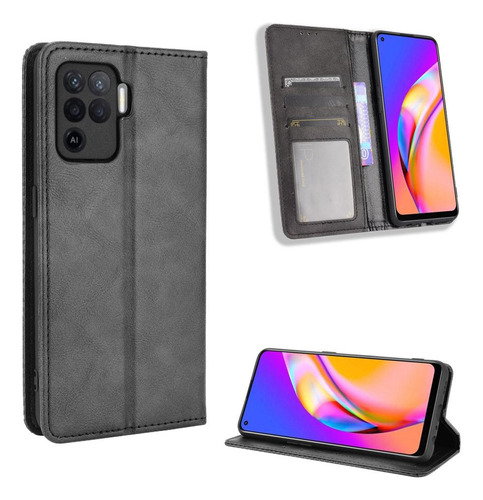 Funda Para Oppo Reno 5 Lite/reno 5f Cartera De Cuero Pu