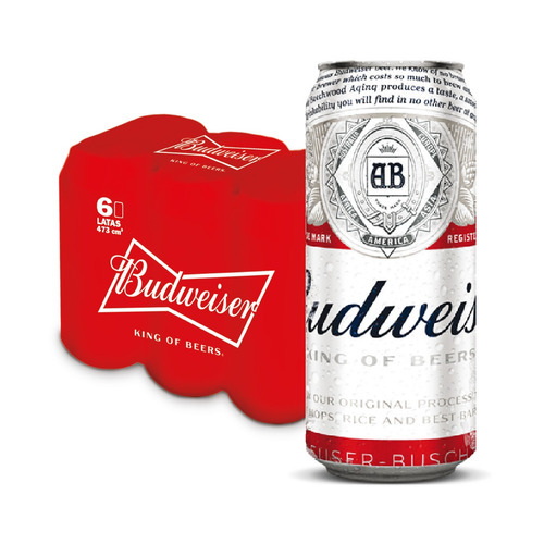 Imagen 1 de 1 de Cerveza Budweiser American Adjunct Lager lata 473 mL 6 unidades