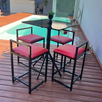 Comprar Kit 4 Banquetas Industriais Baixas Quadradas Mesa Bistrô