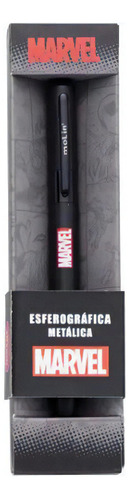 Caneta Esferográfica Metálica Marvel Luxo Cor Da Tinta Azul Cor Do Exterior Preto