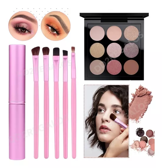 Kit De Maquillaje Paleta Sombra Y Set De Brochas Profesional