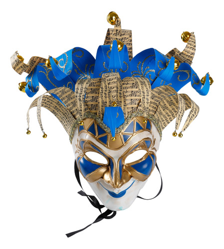 10 Unidades Mascara Venezia Bufon Con Cascabeles Azul/dorado