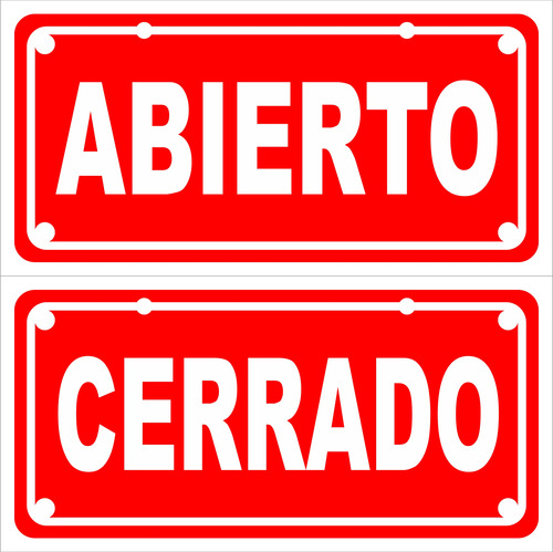 Cartel Abierto Cerrado 10x20 C/ Sopapa Y Tanza Doble Faz