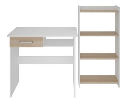 Imagen 2 de 4 de Mueble Combo Escritorio + Estante Blanco Madera - Livingood
