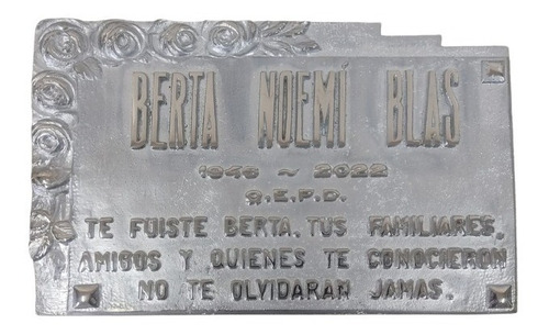 Placa Recordatoria Cementerio 30x20 Fundicion Bronce Flores