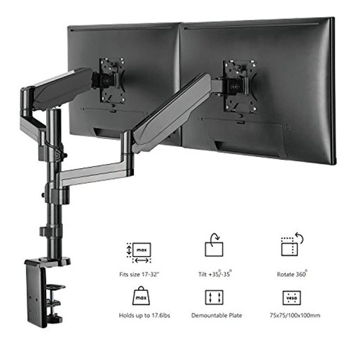 Imagen 4 de 5 de Wali Premium Monitor Lcd Doble Montaje En Escritorio Soporte